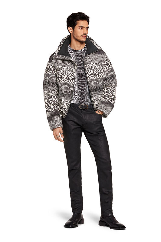 RC Animal print zipped puffer jacket BLACK/IVORY LNT803-9MZ97