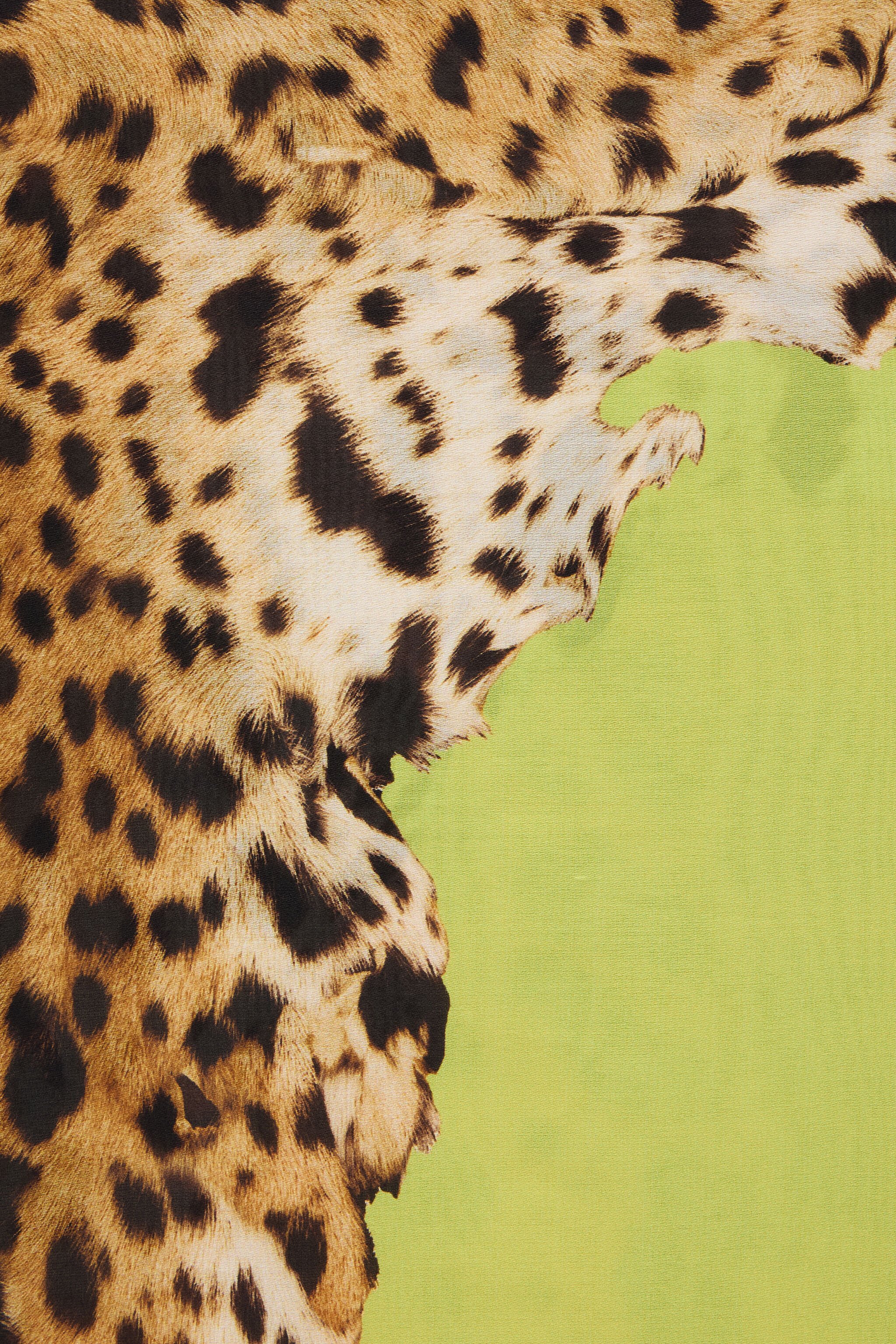 RC Cavalli Pop Print Silk Stole LIGHT GREEN WQI002-HZR33