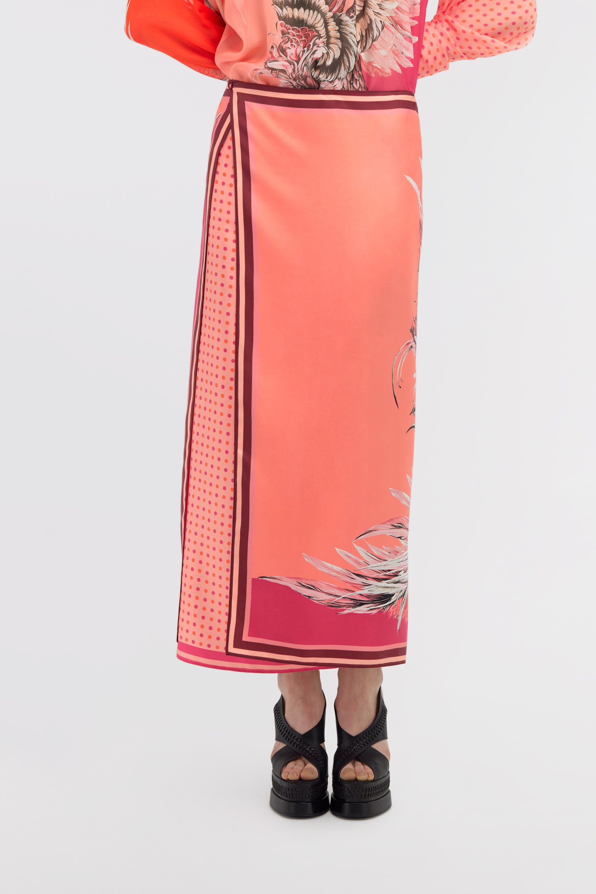 RC Plumage print skirt Fuchsia SWT305-4QM17