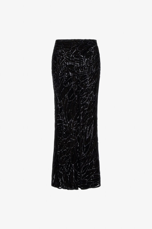 RC Plumage print devorè skirt Black SWT303-4RL76