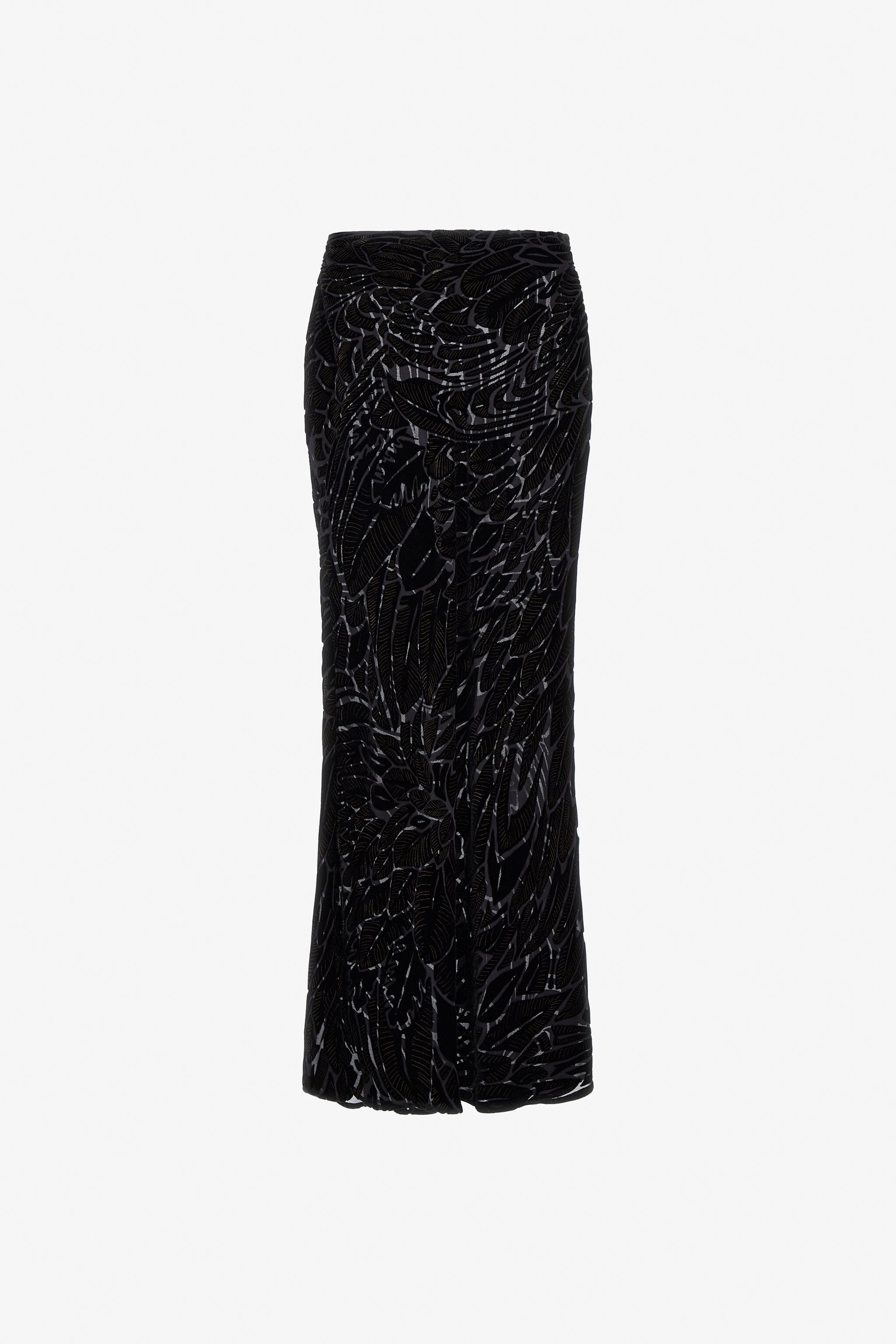 RC Plumage print devorè skirt Black SWT303-4RL76