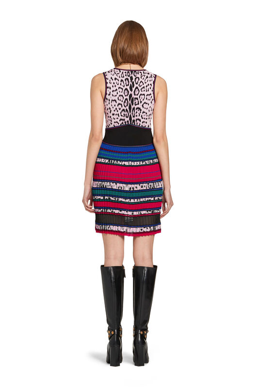 RC Printed plissé knit mini dress Fuchsia JQM112-MI001