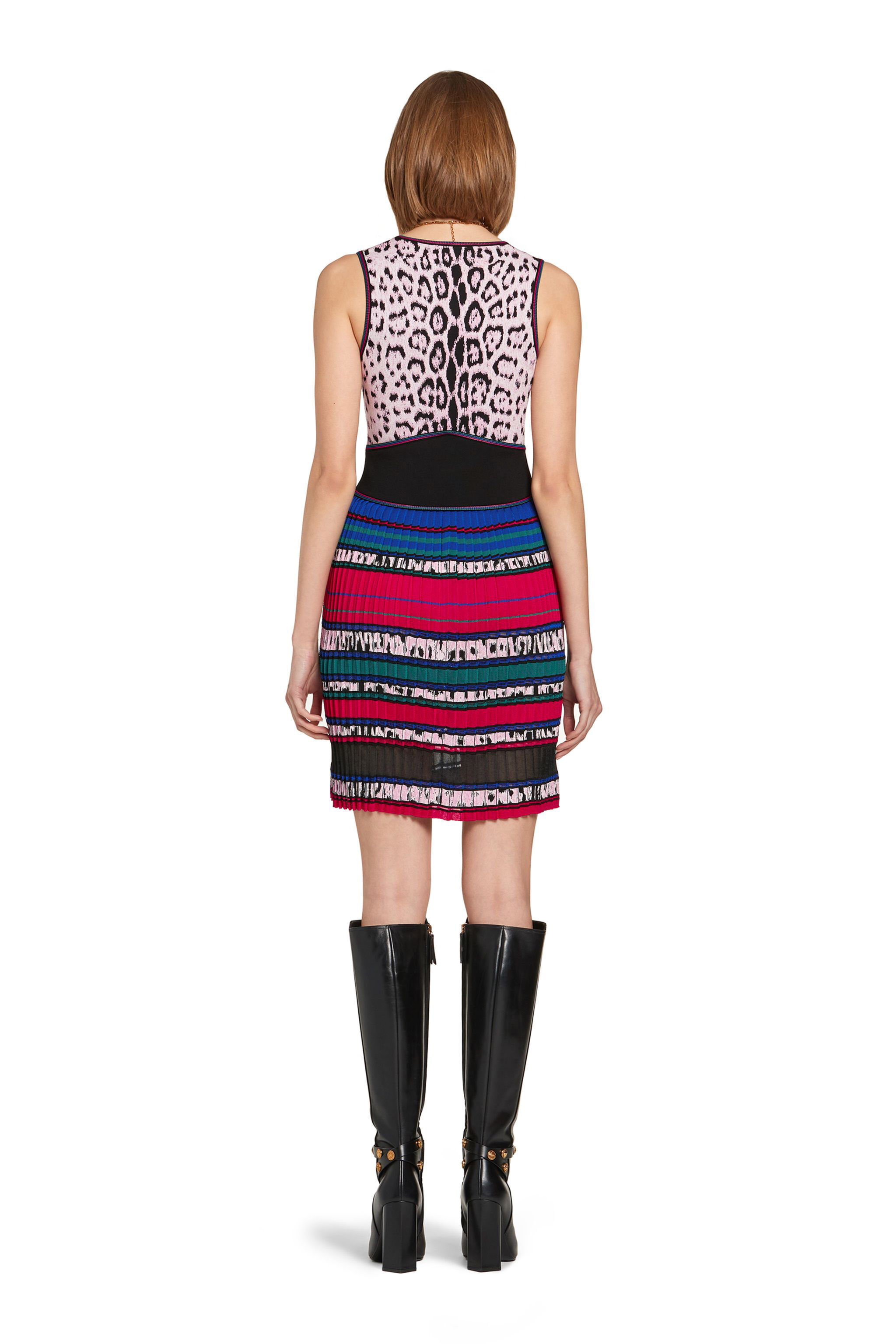RC Printed plissé knit mini dress Fuchsia JQM112-MI001