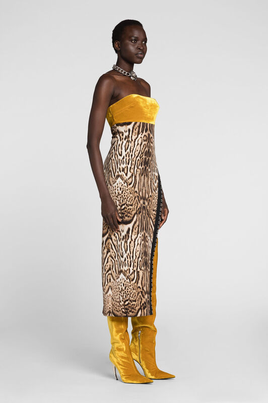 RC Ocelot-Print Dress Light Brown PWT100-7OF33