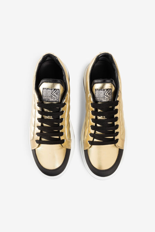 RC Metallic Logo-Print Sneakers Gold PKS021-PZA49