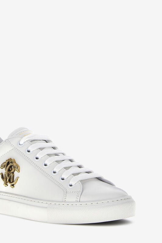 RC Logo-plaque leather sneakers RC Logo-plaque leather sneakers White/Gold RKS038-PZB23
