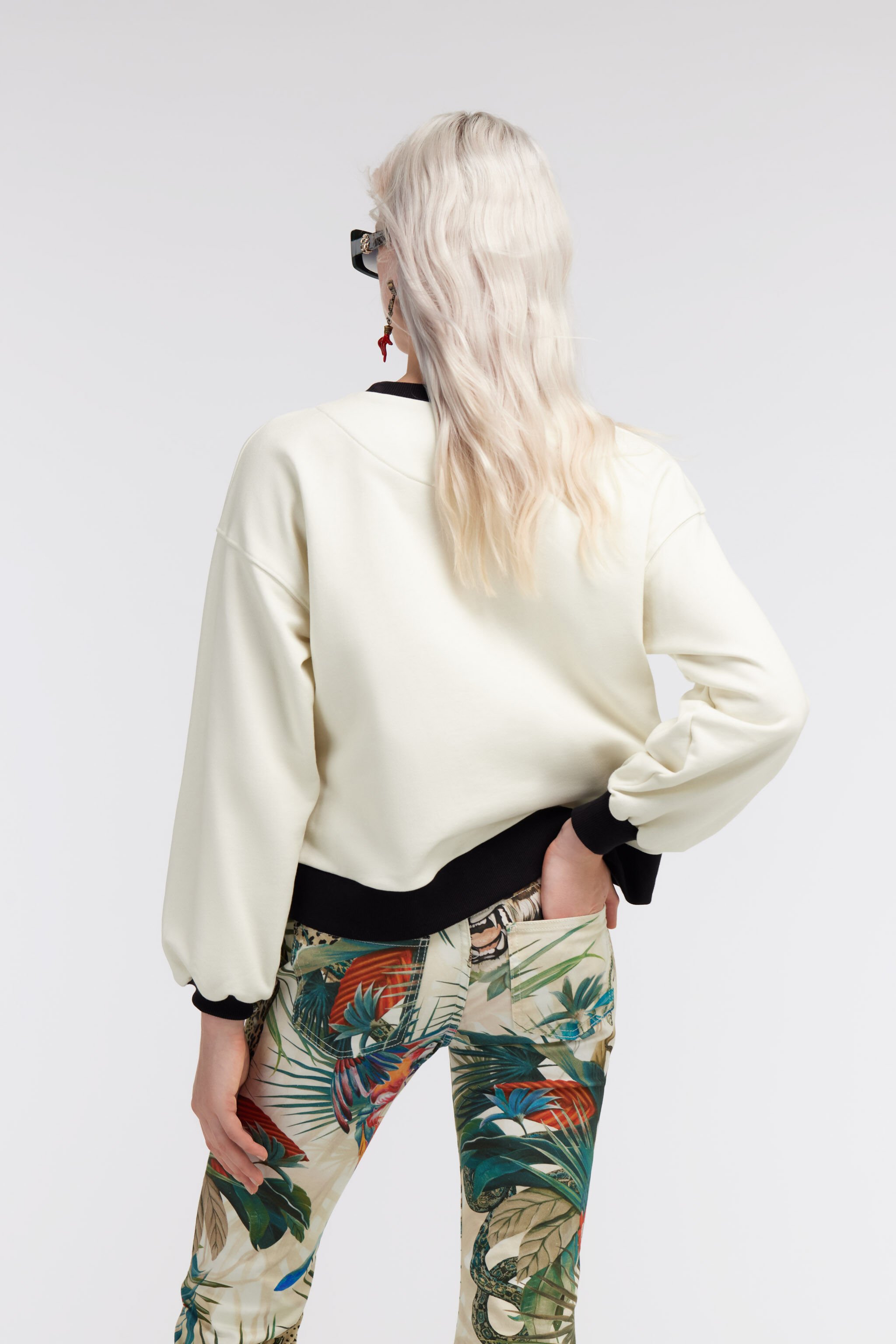 RC Parrot print sweatshirt Ivory/Black SKT68B-2OL28