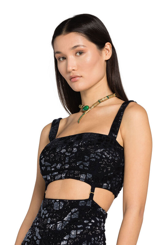 RC Leopard Bead-Embellished Mini Dress Black JQR155-JJ050
