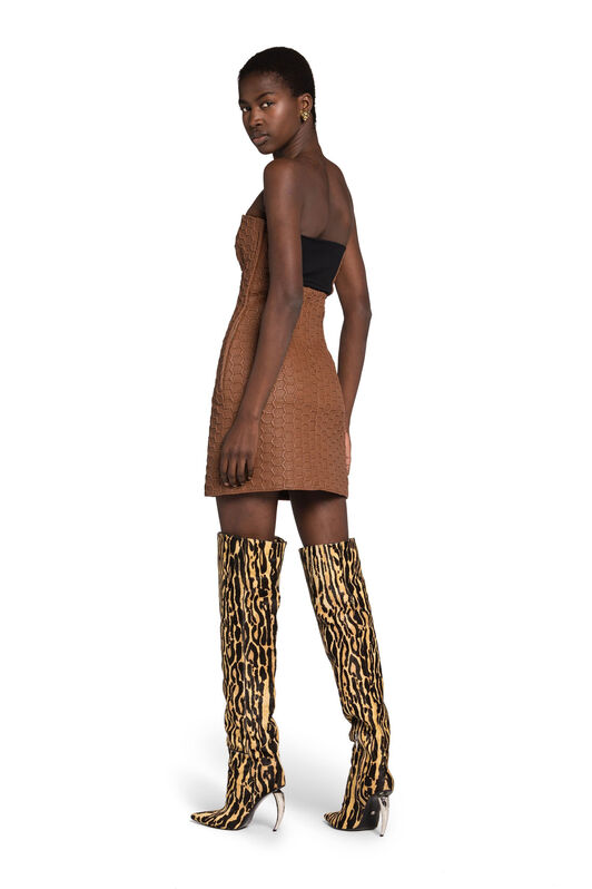 RC Woven Leather Mini Dress Brown IWP100-PN078