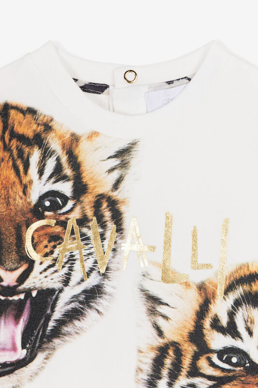 JU Tiger-Print T-Shirt Weiß NJT643-JV025