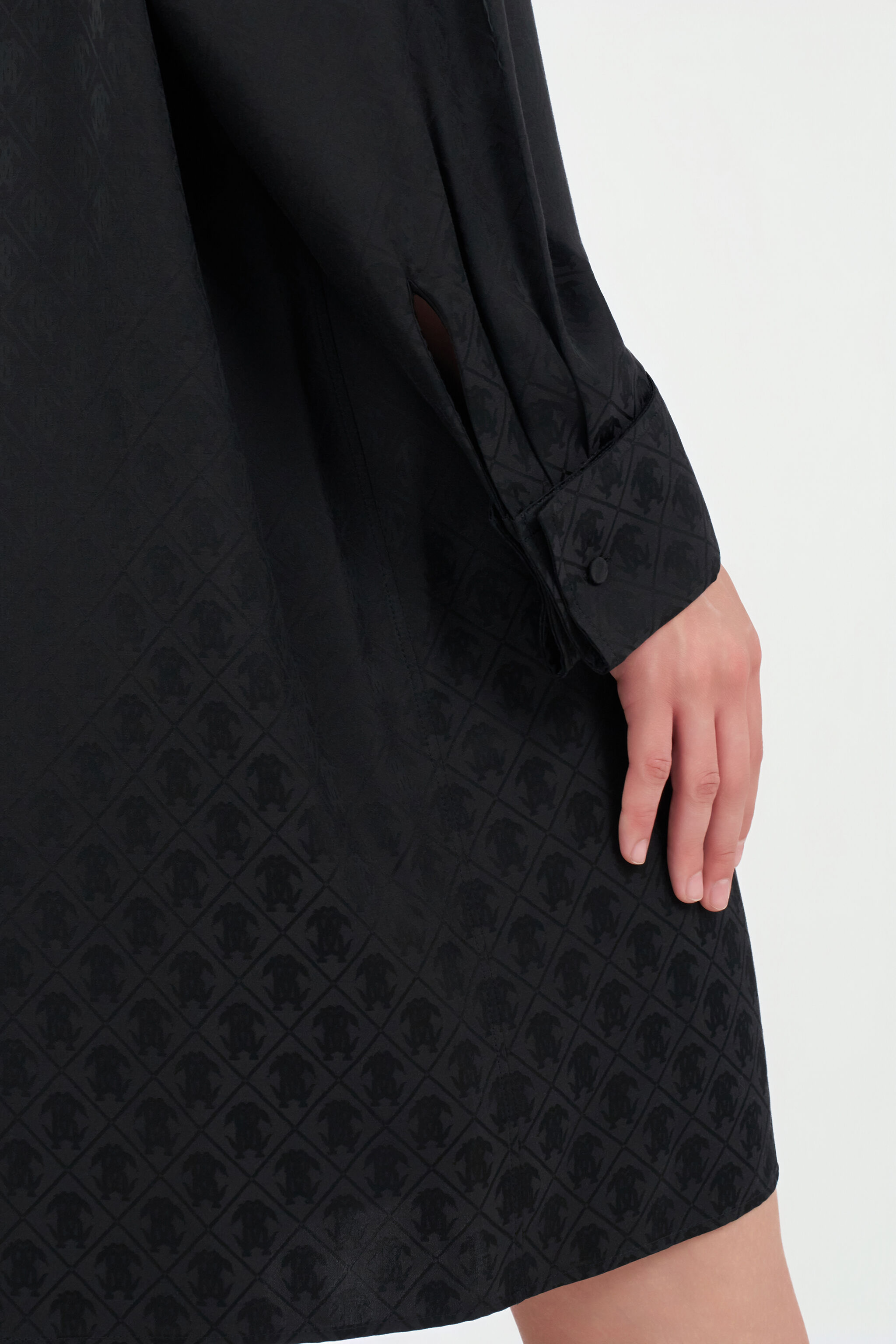 RC Silk Mini Shirt Dress with Monogram RC NERO VKT160-RK010