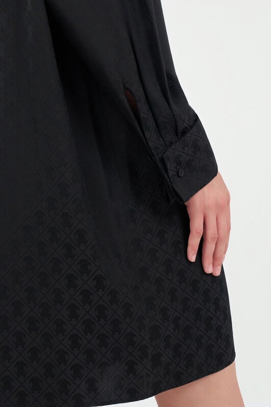 RC Silk Mini Shirt Dress with Monogram RC RC Silk Mini Shirt Dress with Monogram RC NERO VKT160-RK010