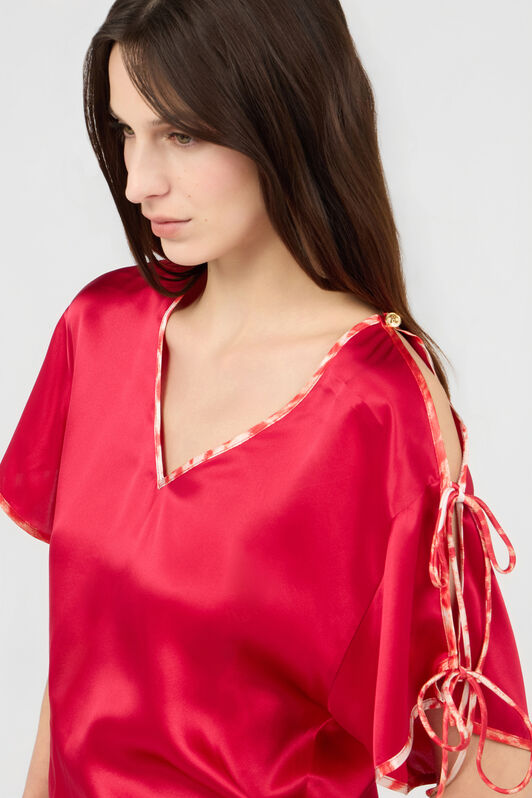 RC Red Silk Tie-Shoulder Top CHERRY SOT60E-SE005
