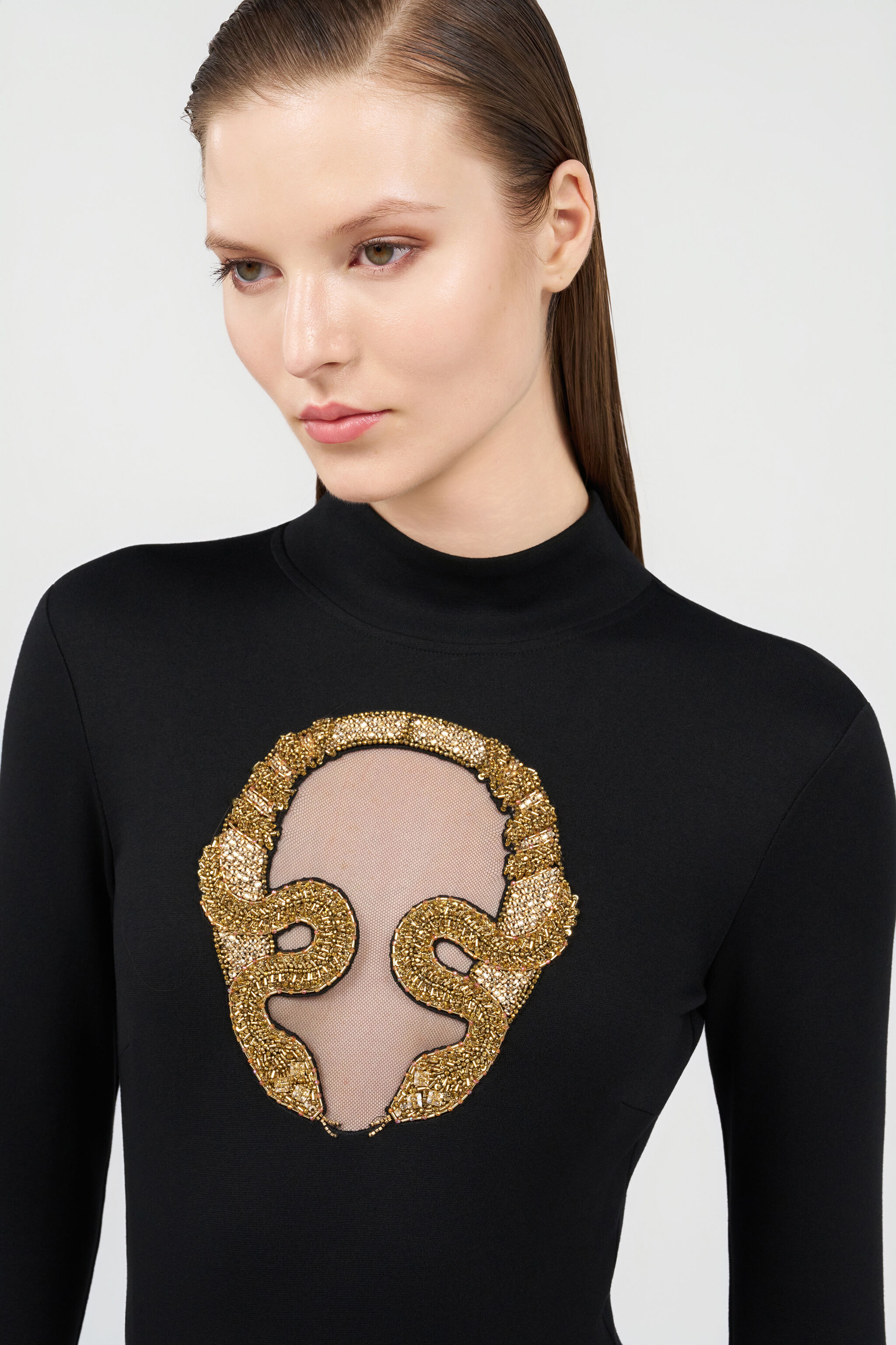 Embroidered Top in BLACK for Women | Roberto Cavalli®