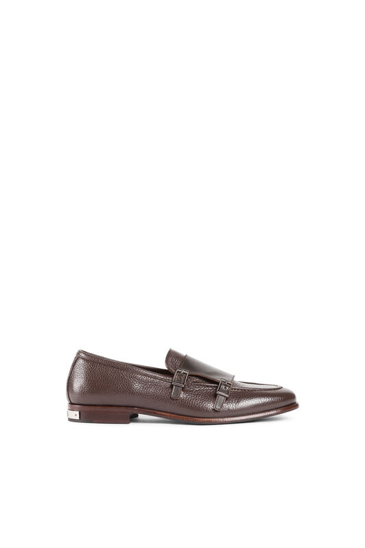RC Buckled Leather Loafers Brown KOS00L-PNO03