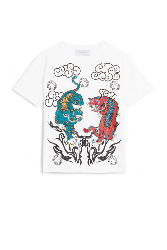 JU Tribal tiger print T-shirt JU Tribal tiger print T-shirt MILKY WHITE JJT60D-JV025