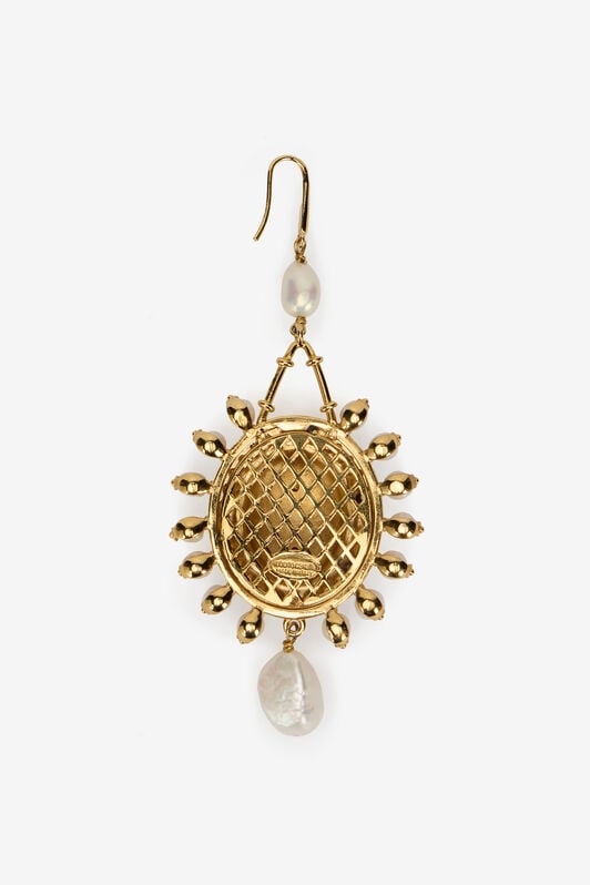 RC Serpentine Gold Earrings GOLD/IVORY/CRYSTAL WQG002-AM127