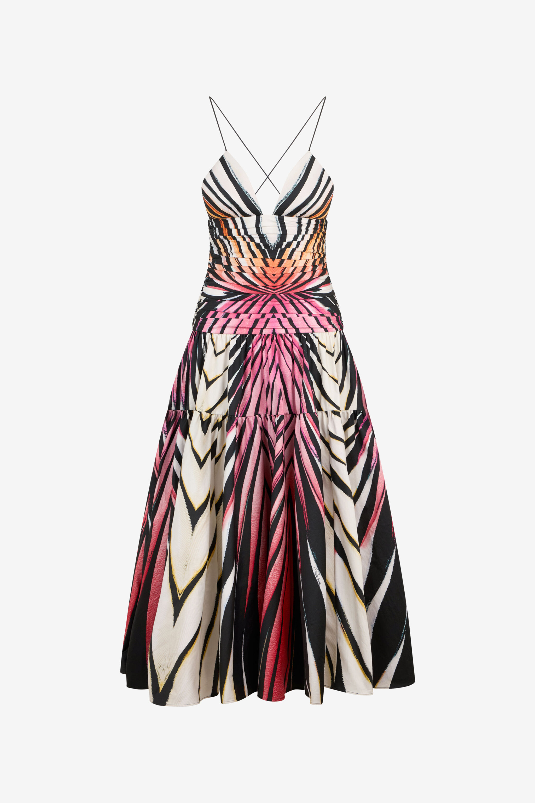 RC Ray Of Paradise Print Midi Dress CORAL XKT130-3AM33