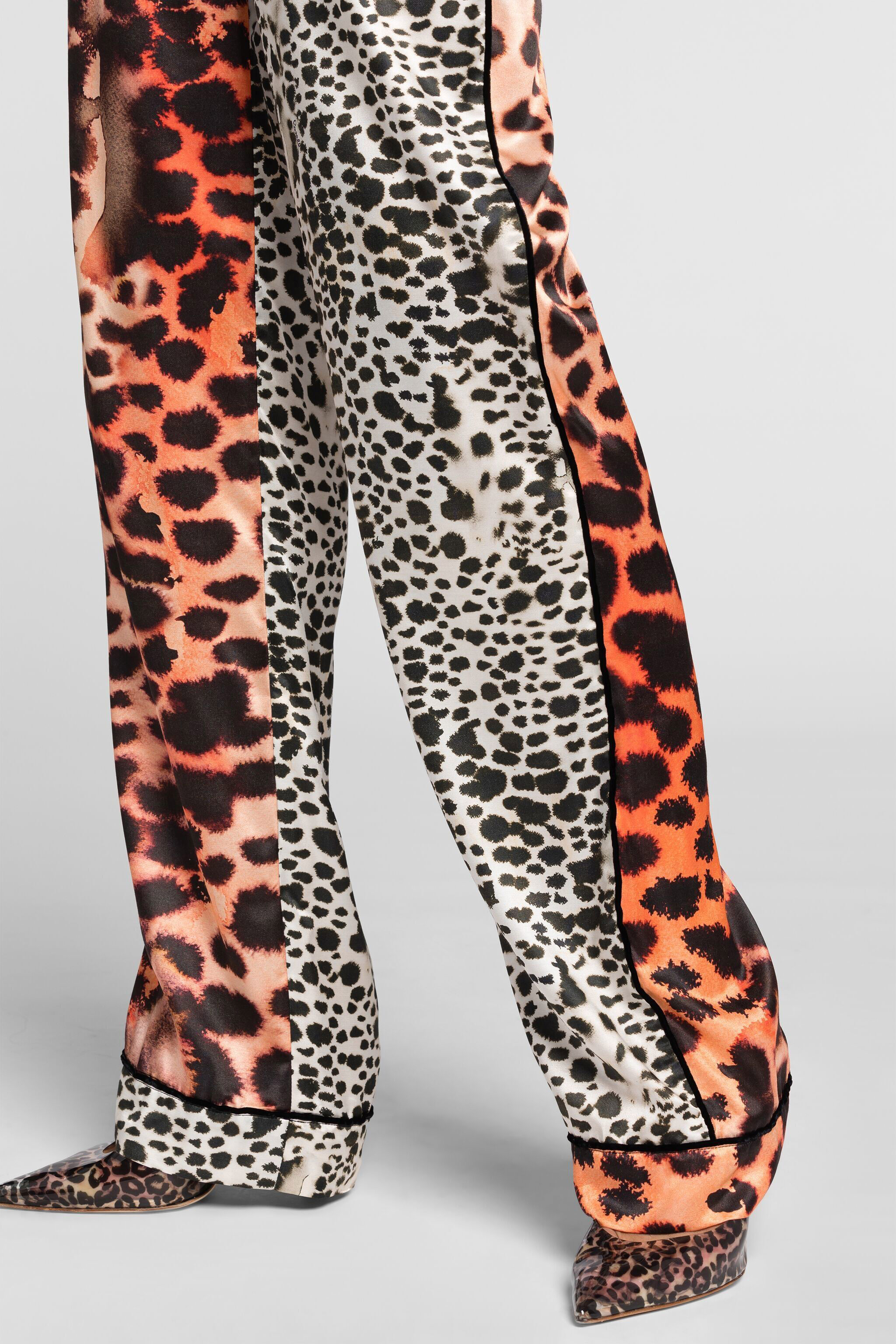 RC Pantalon En Mélange De Soie Imprimé Murena Orange QKT210-SZF49