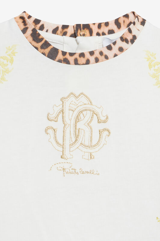 JU T-Shirt Bianco Latte Con Monogram RC E Stampa MILKY WHITE VJT604-JD001