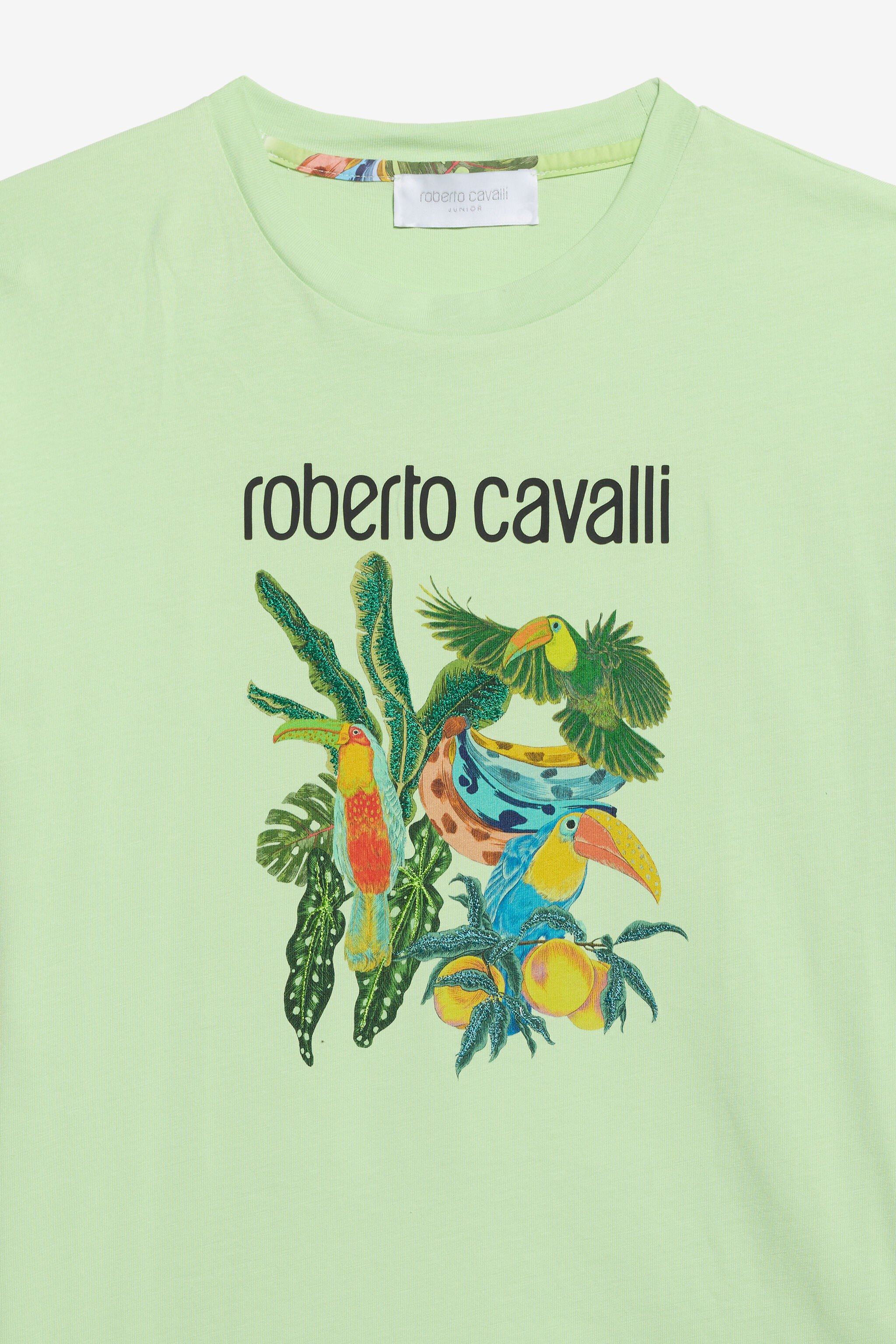 JU Hellgrünes T-Shirt mit Tropischem Druck GREEN LETTUCE WJT62D-JD001