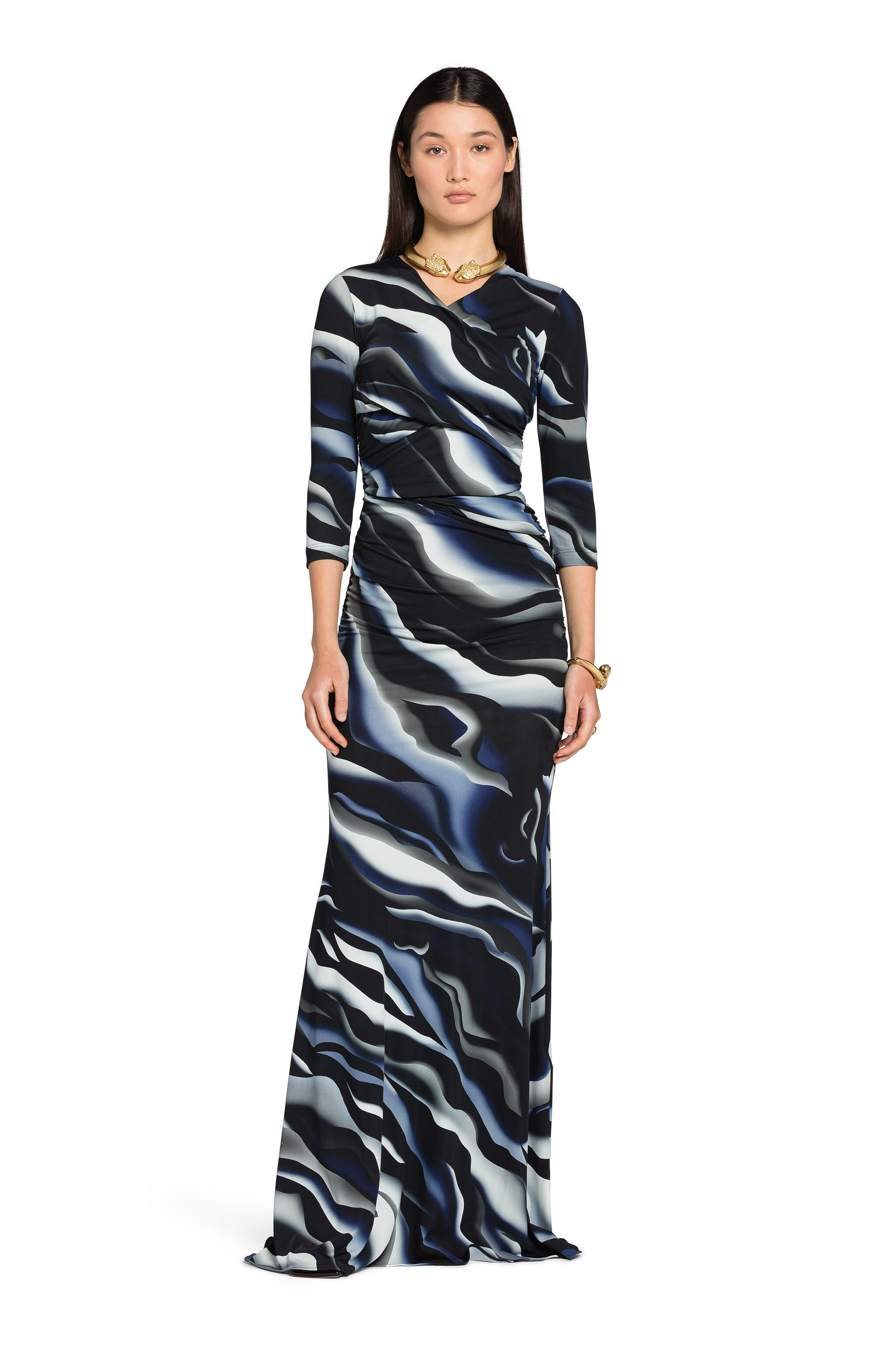 RC Sistine Chapel-Print Maxi Dress BLACK/BLUE JWT168-LNT52