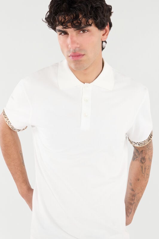 RC Polo Shirt with Jaguar Skin Details RC Polo Shirt with Jaguar Skin Details White VRT64A-KB002