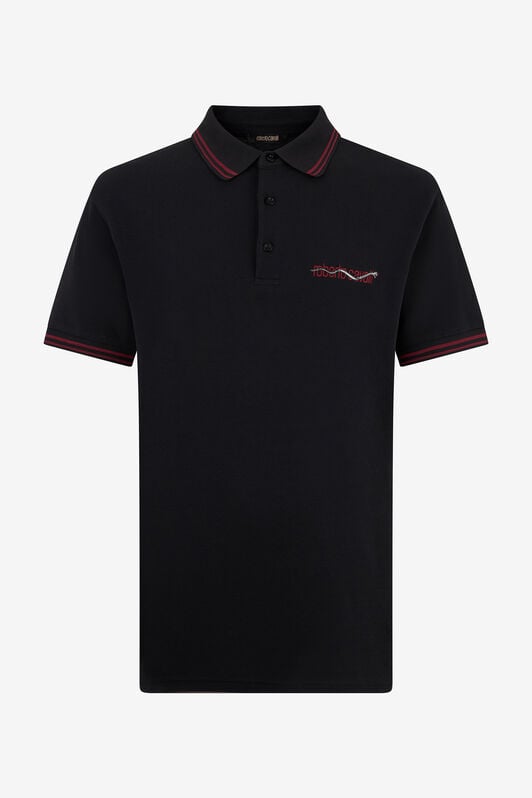 RC Black Polo With Striped Trim RC Black Polo With Striped Trim BLACK ROT60G-KB003