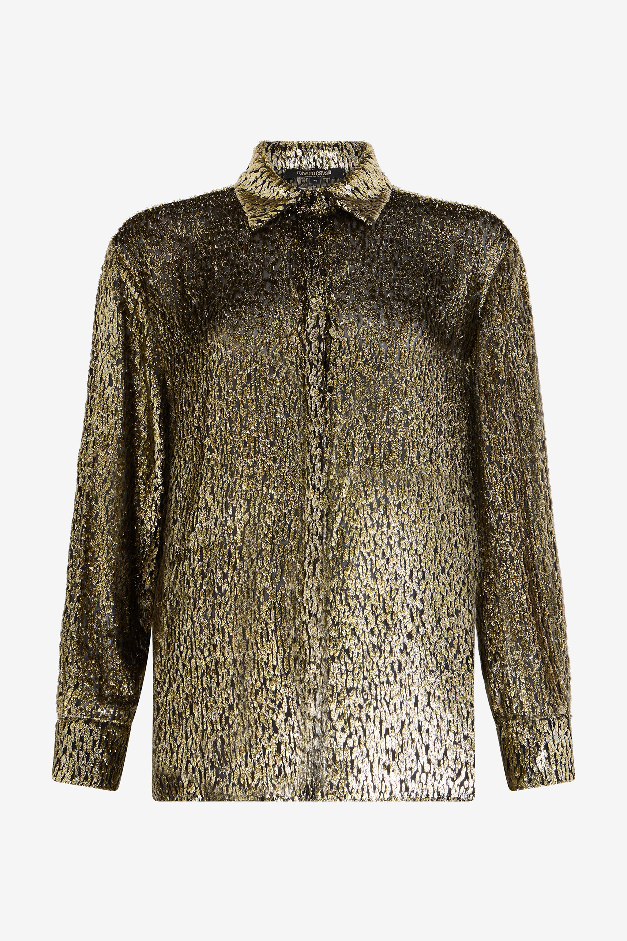 RC Leopard Lamé Shirt RC Leopard Lamé Shirt LIGHT GOLD WKT704-FT060
