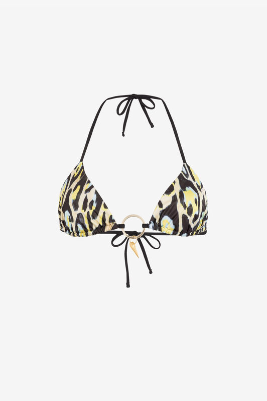 RC Leopard-print teeth-pendant bikini top MULTICOLOR QKW00G-LNF54