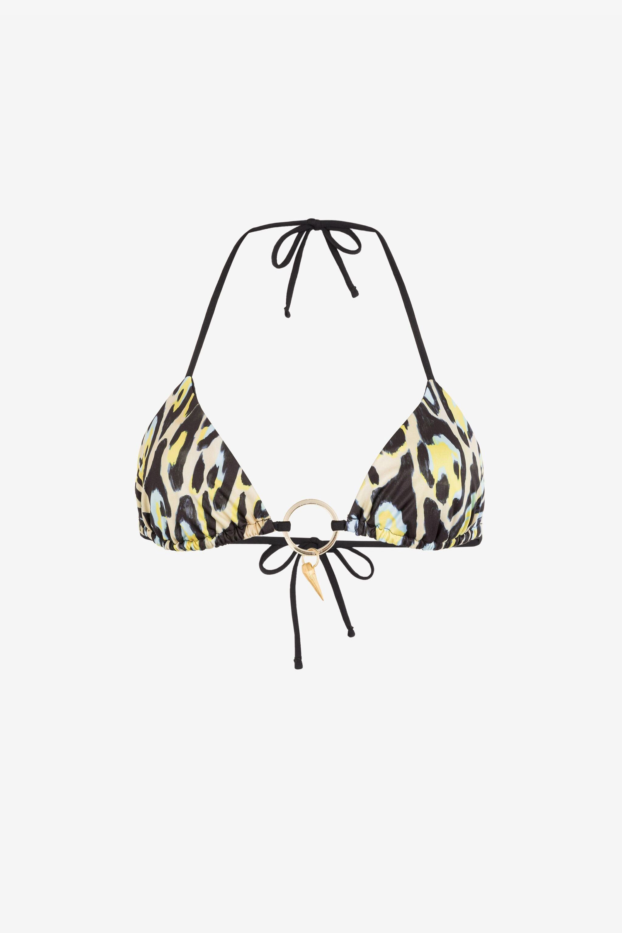 RC Leopard-print teeth-pendant bikini top MULTICOLOR QKW00G-LNF54