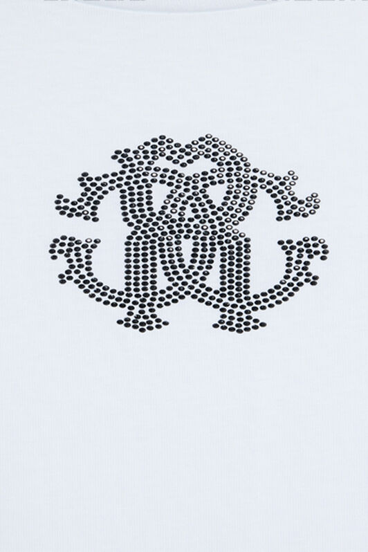 JU Optical White T-Shirt with RC Monogram in Rhinestones OPTICAL WHITE VJT10G-JD001