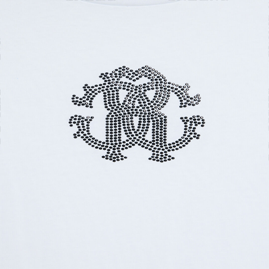 JU Optical White T-Shirt with RC Monogram in Rhinestones OPTICAL WHITE VJT10G-JD001