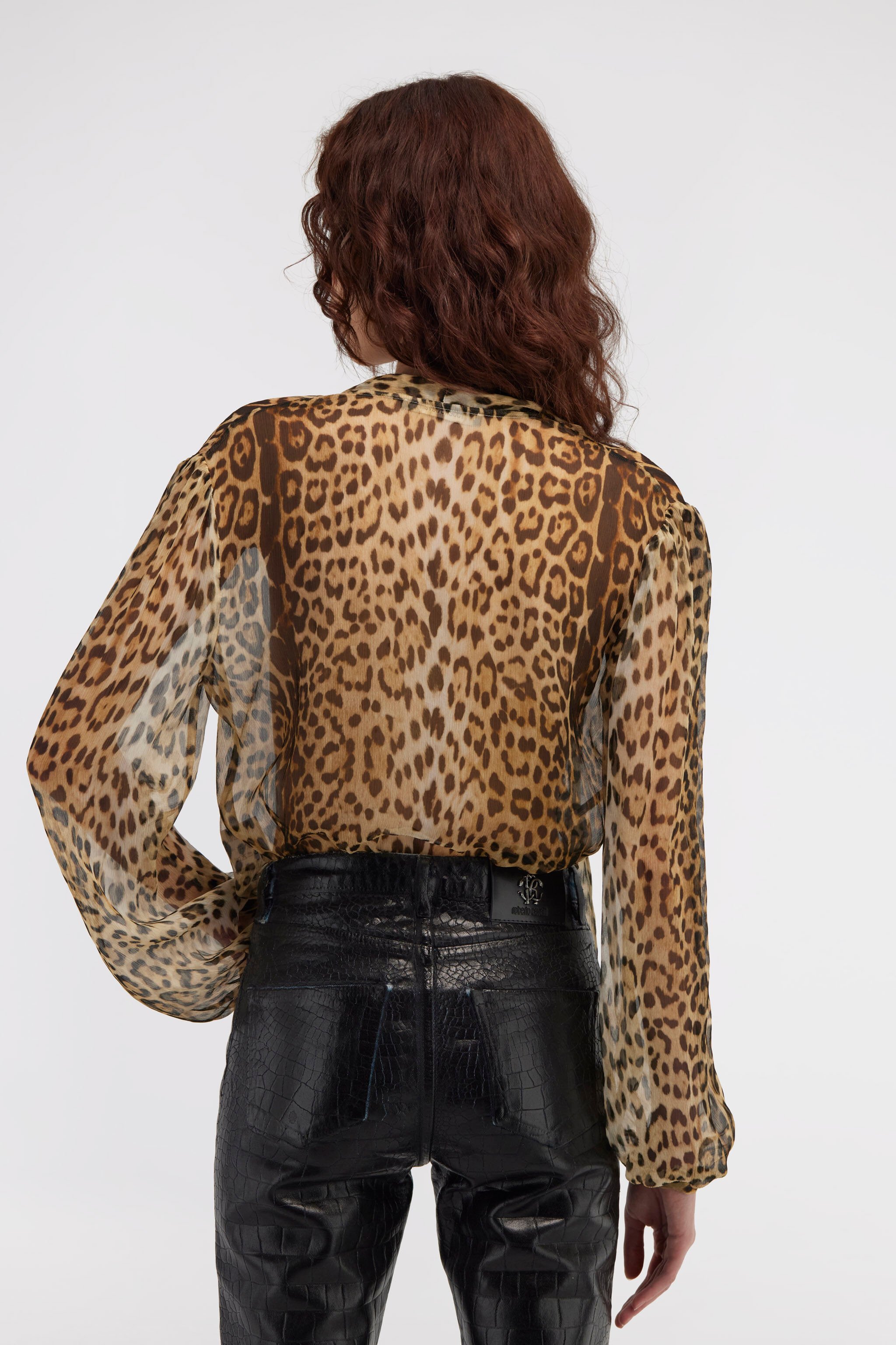 RC Leopard-Print Silk Shirt Light Brown RKT705-CZH26