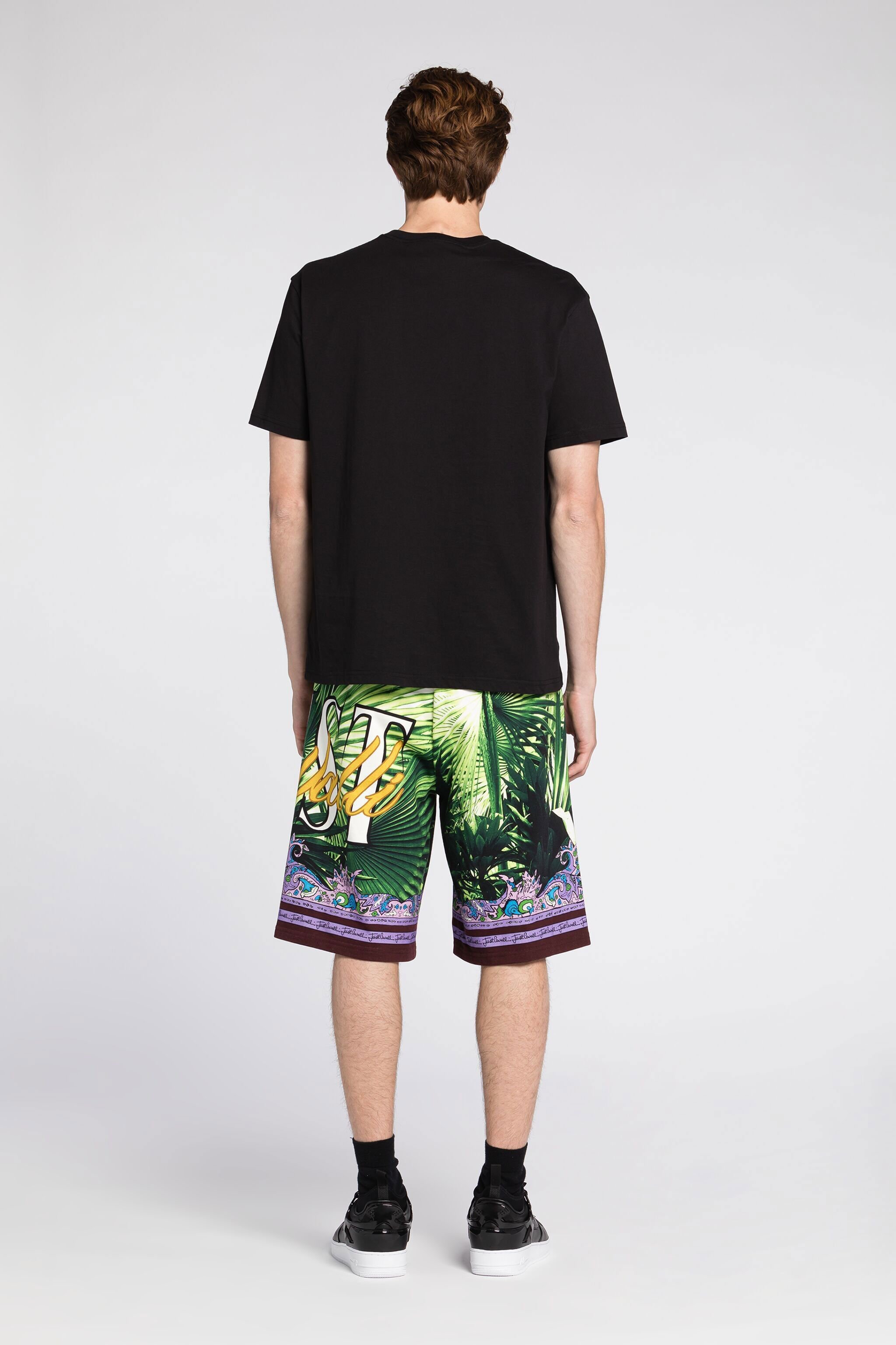 JC T-shirt en coton à imprimé palmiers et logo Just Cavalli NOIR Q61265-Q0168