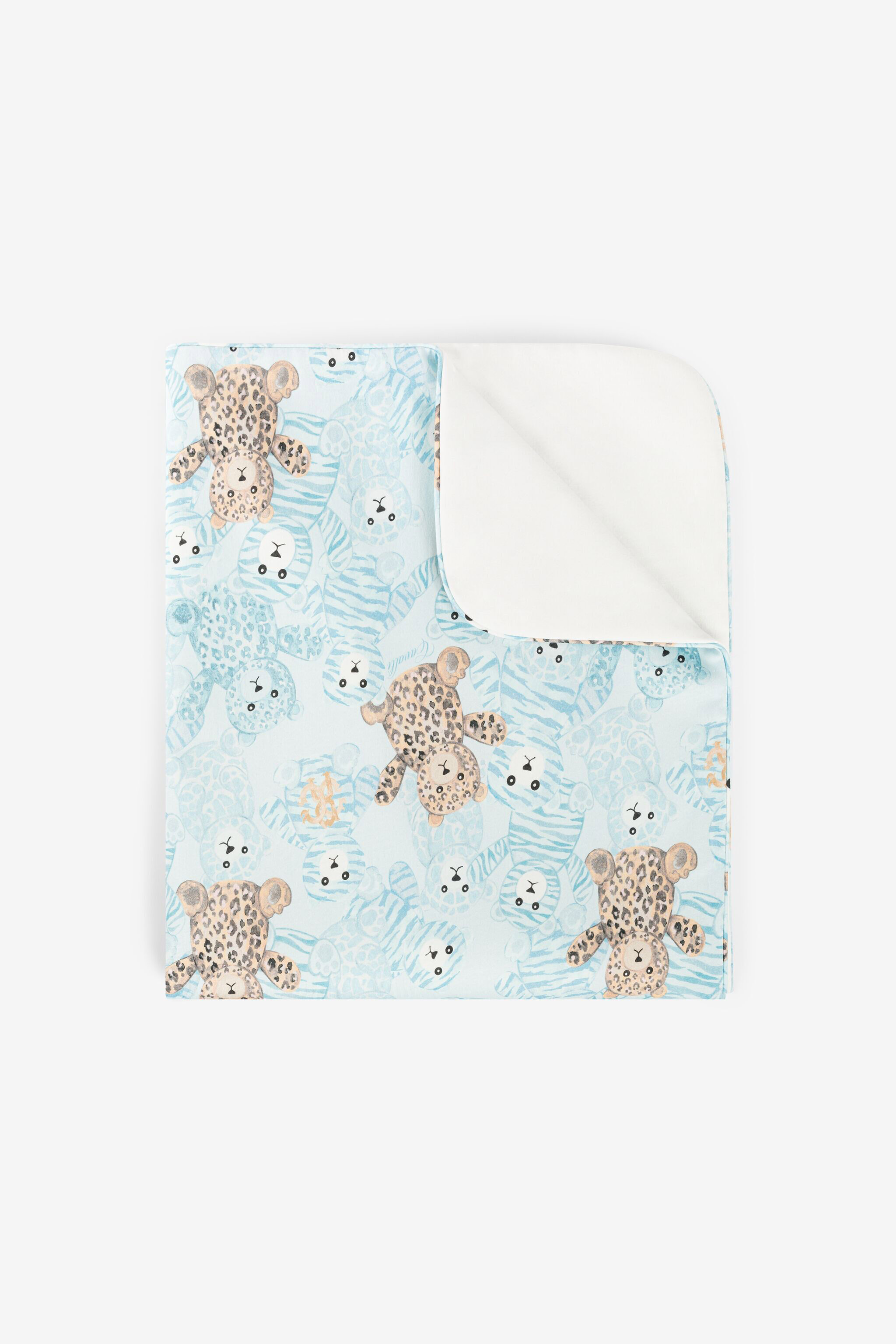 JU RC Monogram And Teddy Bear-Print Blanket Light blue RJT815-JFG79