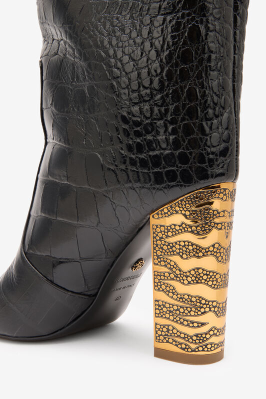 RC Embossed Crocodile Boots Negro VKS013-PZ579