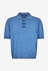 ${brand} Blue Knit Polo Shirt with Embroidered Logo ${colorDescription} ${masterID}