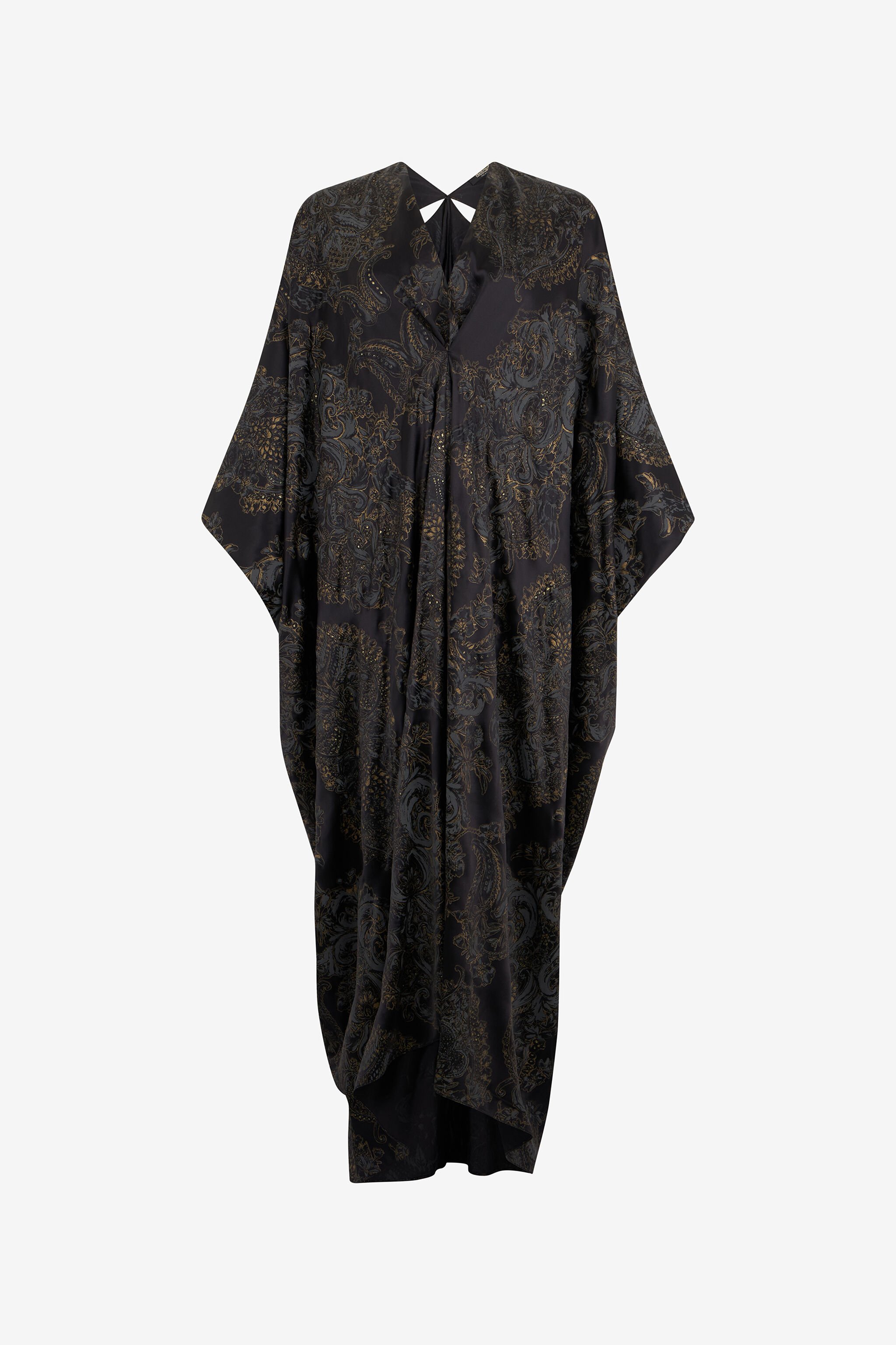 RC Ornamental Black silk kaftan BLACK WKT182-SZR36