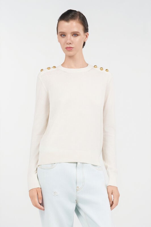 RC Sweater with gold buttons RC Sweater with gold buttons Avorio UWM610-WH003