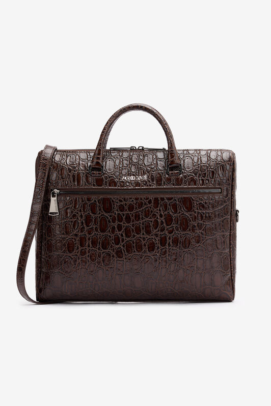 RC Crocodile-Print Document Bag Brown URB005-PZU02