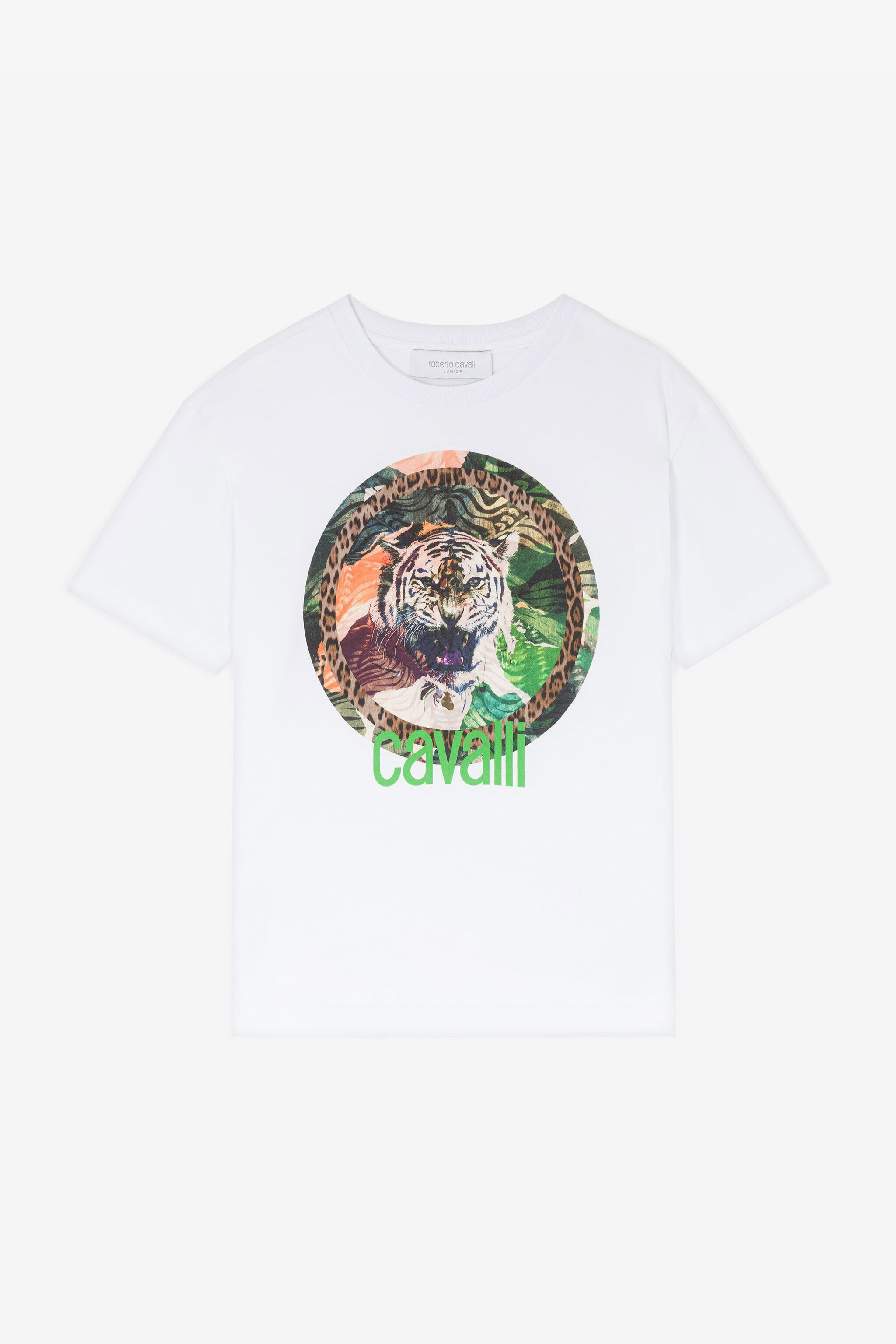 JU Tiger-Print Cotton T-Shirt White RJT629-JD001