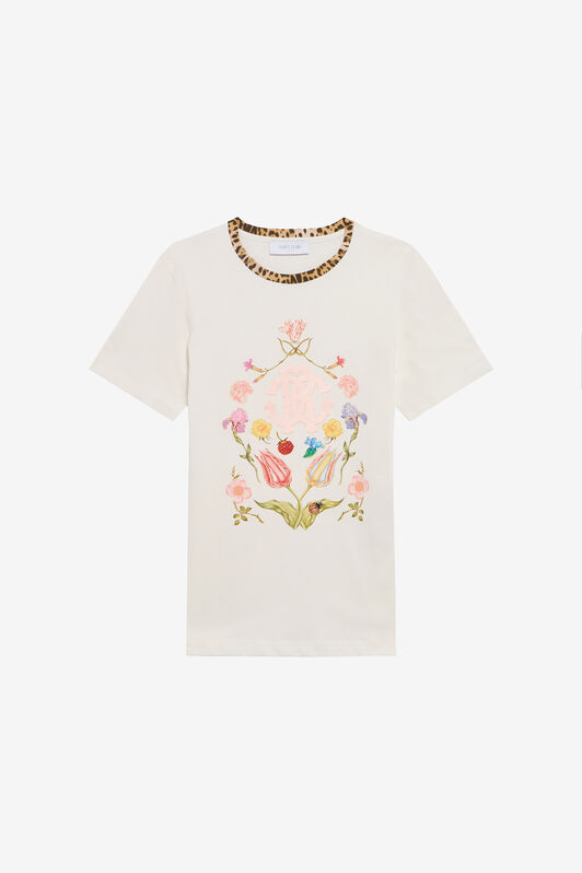 JU T-Shirt With Floral Print And Monogram RC MILKY WHITE TJT65V-JD001
