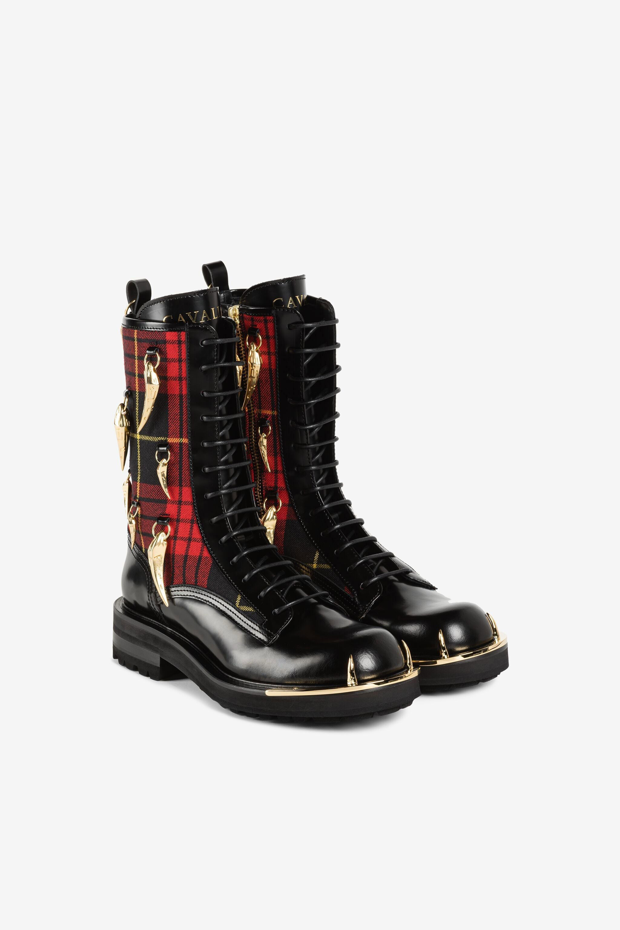 RC Tiger Tooth Tartan Combat Boots Black/Red PKS003-PZ234