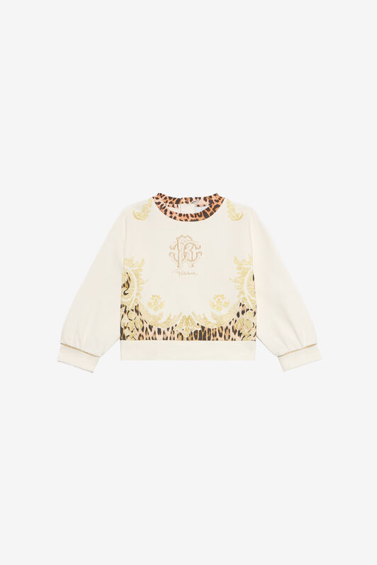 JU Milk White Sweatshirt with Jaguar Skin Print MILKY WHITE VJT661-CF050