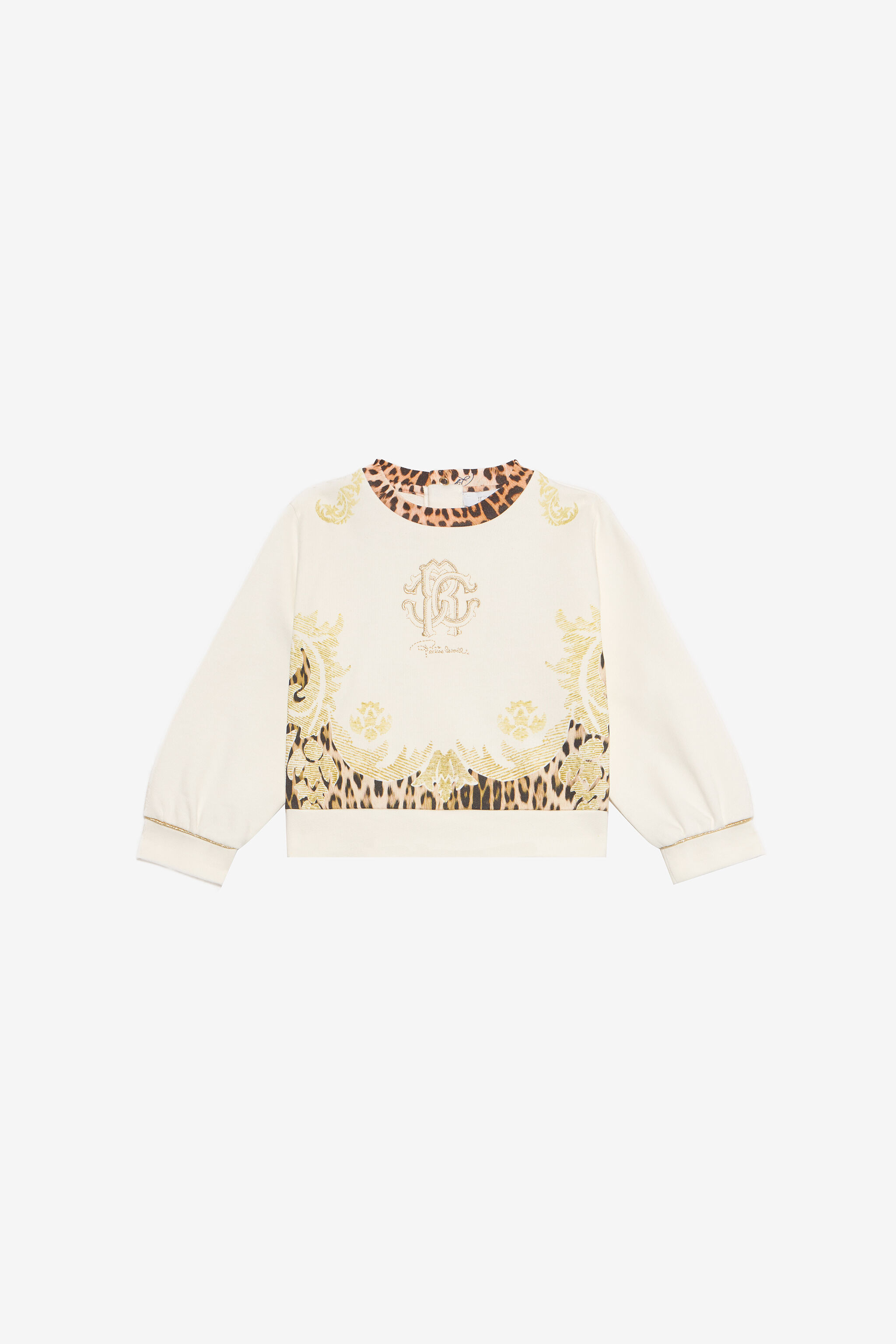 JU Milk White Sweatshirt with Jaguar Skin Print MILKY WHITE VJT661-CF050