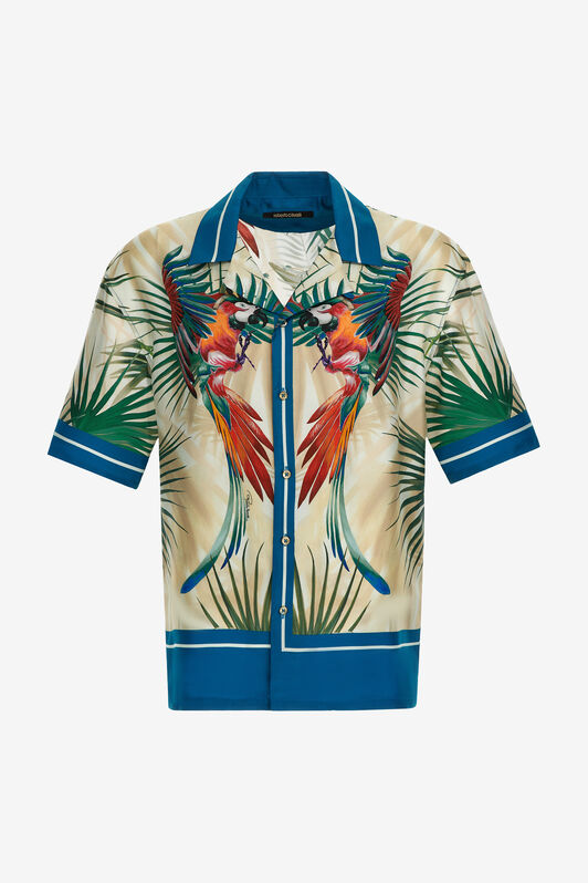 RC Short-sleeve Parrot print shirt Black/Gold/Black SRT762-4QL45
