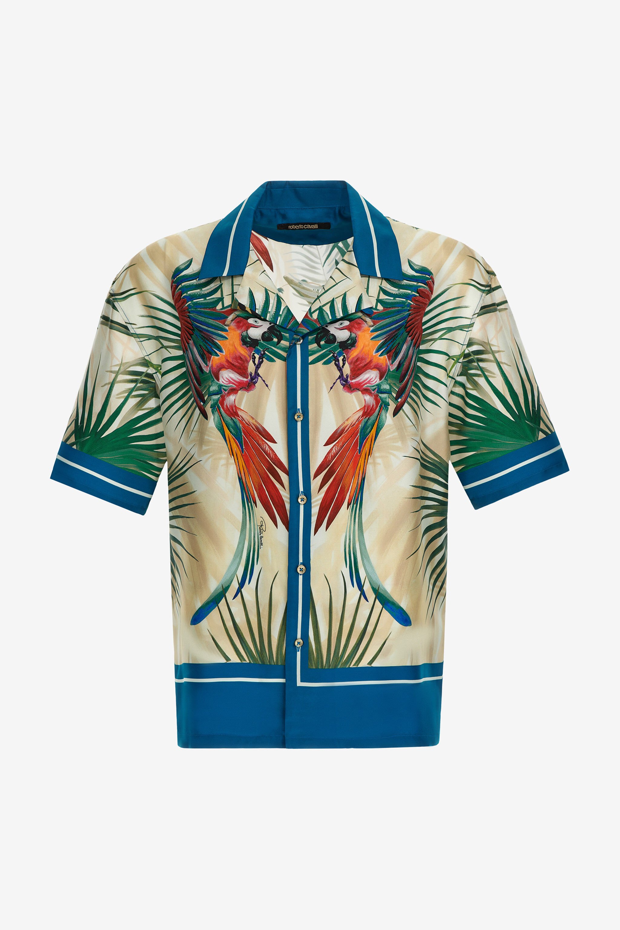RC Short-sleeve Parrot print shirt Black/Gold/Black SRT762-4QL45