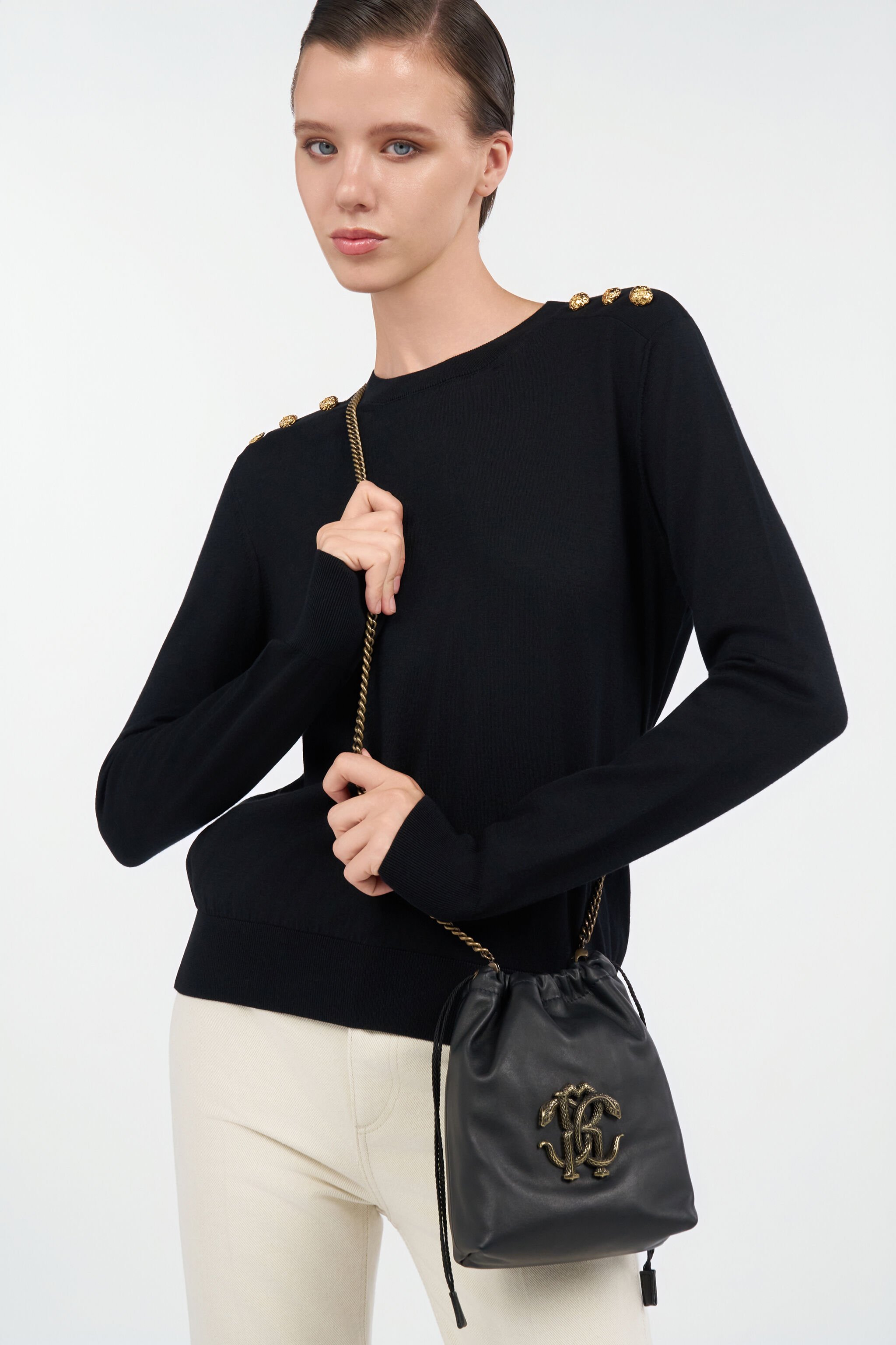 RC Borsa Cross Body Nera con RC Monogram BLACK QOB00C-PZO31