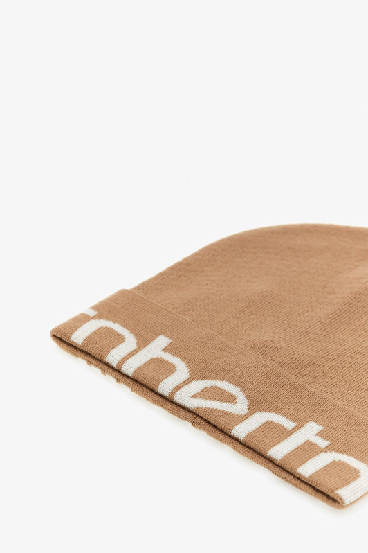 RC Wool Blend Beanie with Logo Light Brown TALR12-IR029